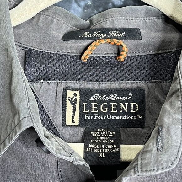 Eddie Bauer Legend McNary Button Up Shirt Men's XL Vented Solid Gray Pocketed - Picture 2 of 12